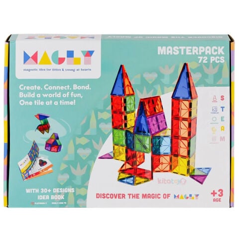 Manyetik Bloklar 72 Parça 7,5 cm 3D (Mıknatıslı Legolar) STEM MGL72