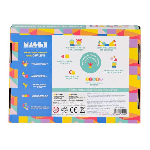 Manyetik Bloklar 72 Parça 7,5 cm 3D (Mıknatıslı Legolar) STEM MGL72