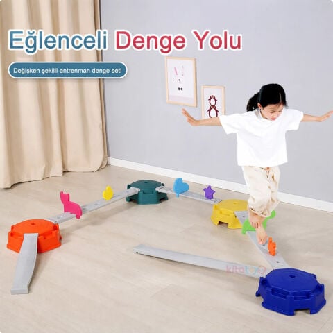 Figürlü Denge Tahtası Yürüme Yolu (Plastik Oyun Parkuru) MagBlock
