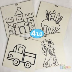 Ahşap Boyamix Tablo 4'Lü Set (Boyama Objeleri) 1