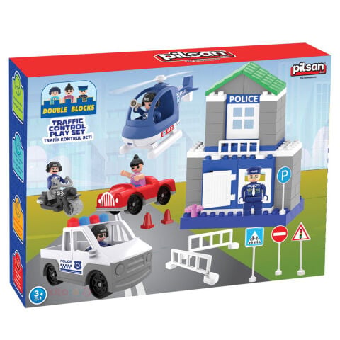 Double Blocks Trafik Kontrol Seti 57 Parça (Polis Meslek Araçları) 03 613