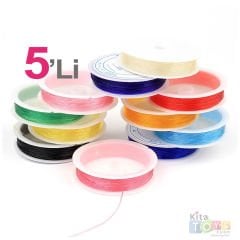 Lastik Misina İpi 5'Li Renkli (Esnek Lastikli Boncuk Malzemesi)
