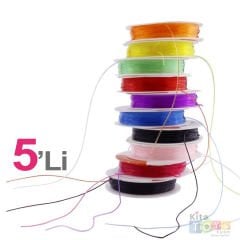 Lastik Misina İpi 5'Li Renkli (Esnek Lastikli Boncuk Malzemesi)