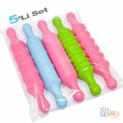 Plastik Merdane Seti 5'Li Oyun Hamuru Oklava