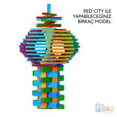 Red City 100 Parça RENKLİ Ahşap Bloklar Redka
