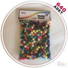 Yuvarlak Boncuk (10 mm) 640 Adet Karışık Renk-Orta Boy Makrome