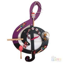 Sol Anahtarı Ahşap Müzik Köşesi Panosu Merkezi (Aletler Dahil)