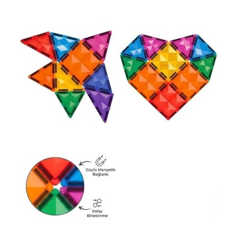 Magnetic Tiles Bloklar 87 Parça 3.75cm Manyetik 3D (Mıknatıslı Legolar)