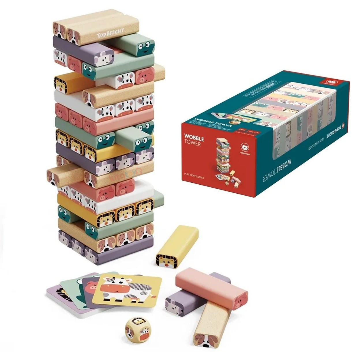 Hayvan Şekilli Denge Oyunu Jenga (Ahşap Bloklar 1.Sınıf) Top Bright