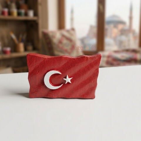 Taş Boyama Figürü BAYRAK 8x5 (Taş Alçı Objeleri)