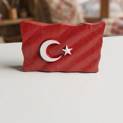 Taş Boyama Figürü BAYRAK 8x5 (Taş Alçı Objeleri)