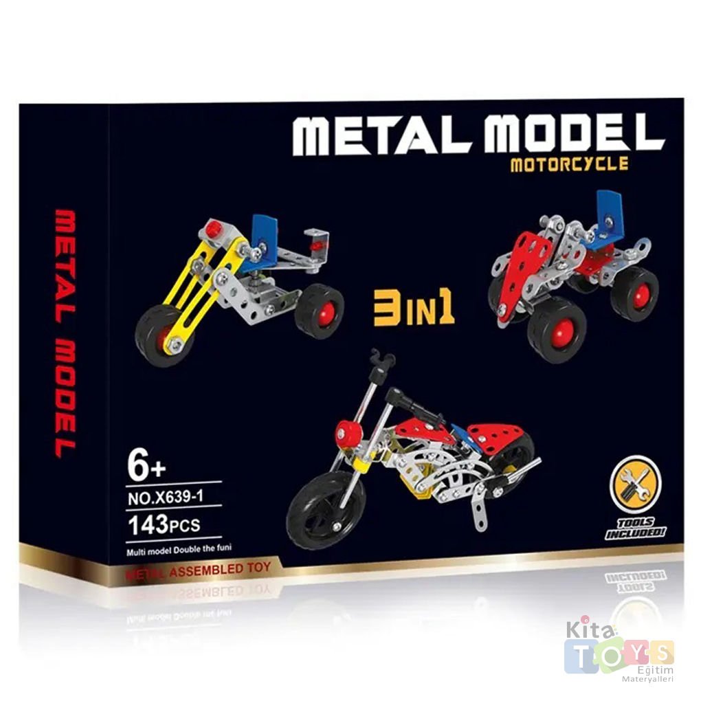 Metal Model Dıy (143 Parça) Motosikletler 3 In 1 Yapı Seti X639-1 Motorcycle