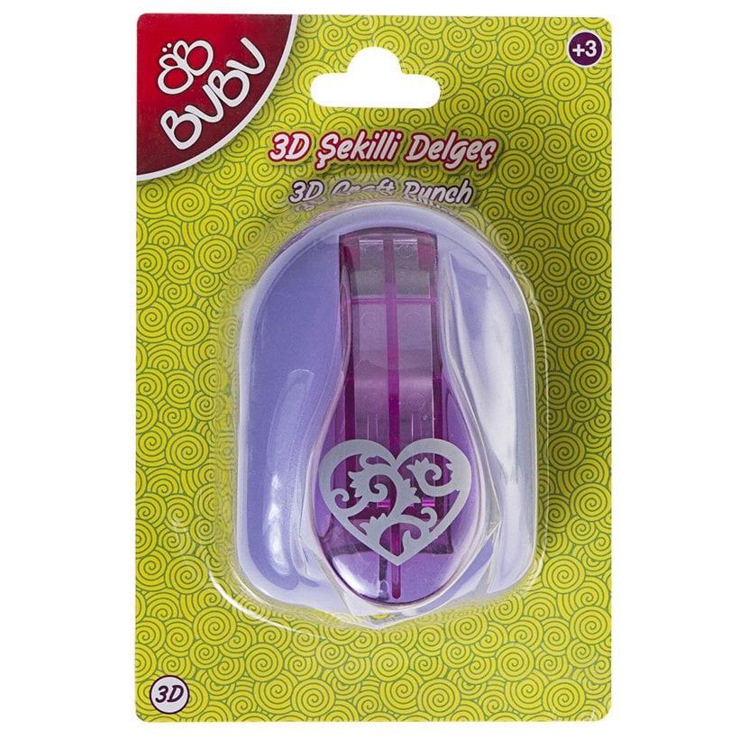 3D Şekilli Delgeç 3.4 cm Büyük Boy (KALP Şekilgeç)