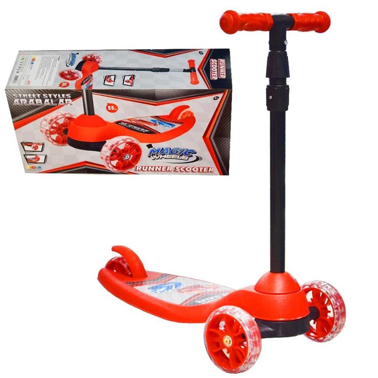 Işıklı Scooter 3 Teker Street Styles Arabalar 2525 (Çocuk Skuter Tekerli)