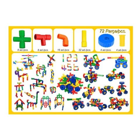 Tekerlekli Borular 72 Parça Lego (Yapı İnşa Oyuncakları) Boru Oyunu