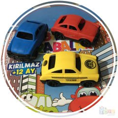 Kırılmaz Arabalar 12'Li Kutu (Bıdık Araçlar) Yk-006 Taxi Çizgili