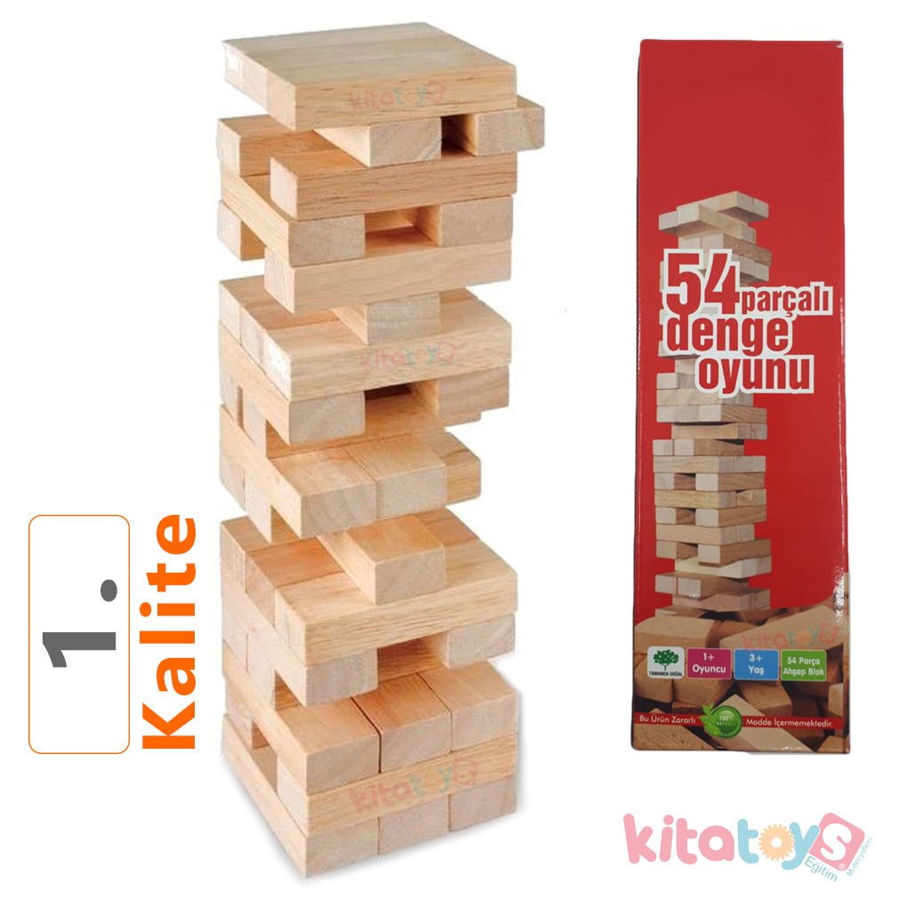 Jenga Denge Oyunu 54 (Ahşap Bloklar) 1. Sınıf