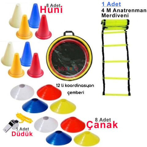 Antrenman Seti 30 Parça (Merdiven-Huni-Duba-Koordinasyon Çemberi-Düdük) Spor Malzemeleri