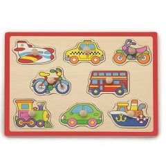 Taşıtlar Ahşap Puzzle Tutmalı