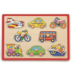 Taşıtlar Ahşap Puzzle Tutmalı