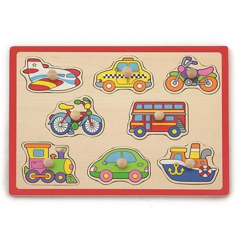 Taşıtlar Ahşap Puzzle Tutmalı