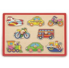 Taşıtlar Ahşap Puzzle Tutmalı