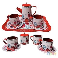 Metal Çay Setim 14 Parça (Oyuncak Mutfak Setleri)