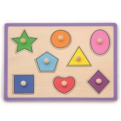 Geometrik Şekiller Ahşap Puzzle-Tutmalı