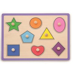 Geometrik Şekiller Ahşap Puzzle-Tutmalı