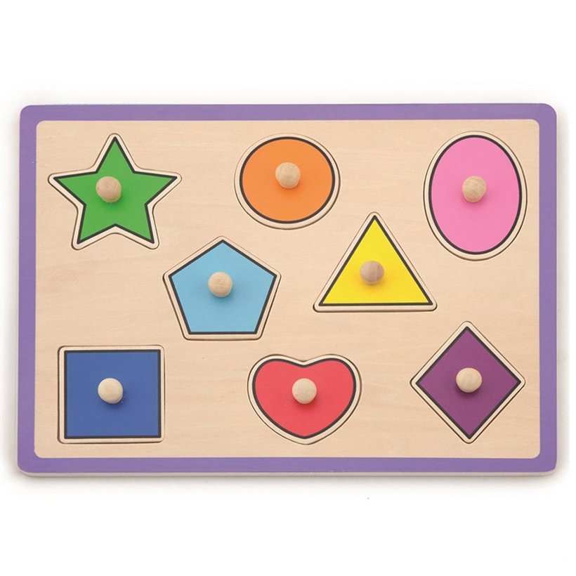 Geometrik Şekiller Ahşap Puzzle-Tutmalı