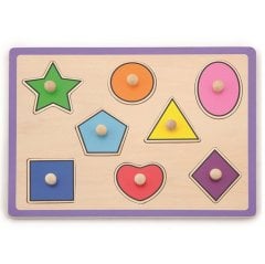 Geometrik Şekiller Ahşap Puzzle-Tutmalı