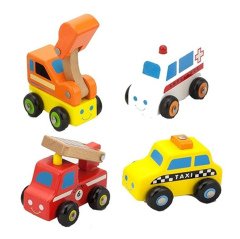 Ahşap Taşıtlar 6'lı Set (Oyuncak Arabalar)