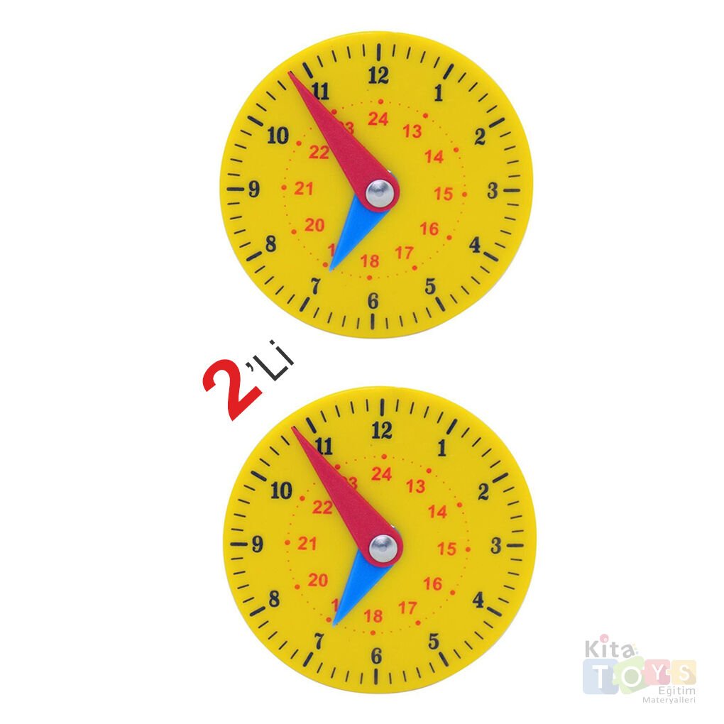 Saat Öğrenimi Kadranı 2'Li (Saatleri Öğreniyorum Saati) Zaman Kavramı Eğitim Saati