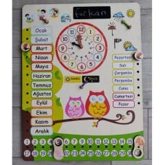 Ahşap Takvim Panosu (Eğitici Saatli Montessori) Mevsimler 30176