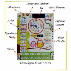 Ahşap Takvim Panosu (Eğitici Saatli Montessori) Mevsimler 30176