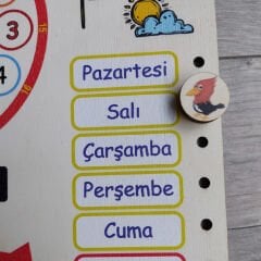 Ahşap Takvim Panosu (Eğitici Saatli Montessori) Mevsimler 30176