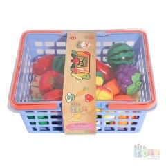 Kesilebilen Meyve Sebze 42 Parça Manav Seti (Kesme Oyuncakları) Sepetli