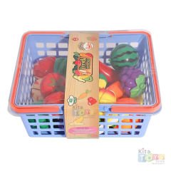 Kesilebilen Meyve Sebze 42 Parça Manav Seti (Kesme Oyuncakları) Sepetli