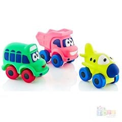 Soft Ton Ton Kırılmaz Arabalar 3'Lü (Araçlar) Erpa Oyuncak Sürtmeli Kamyon Uçak Otobüs