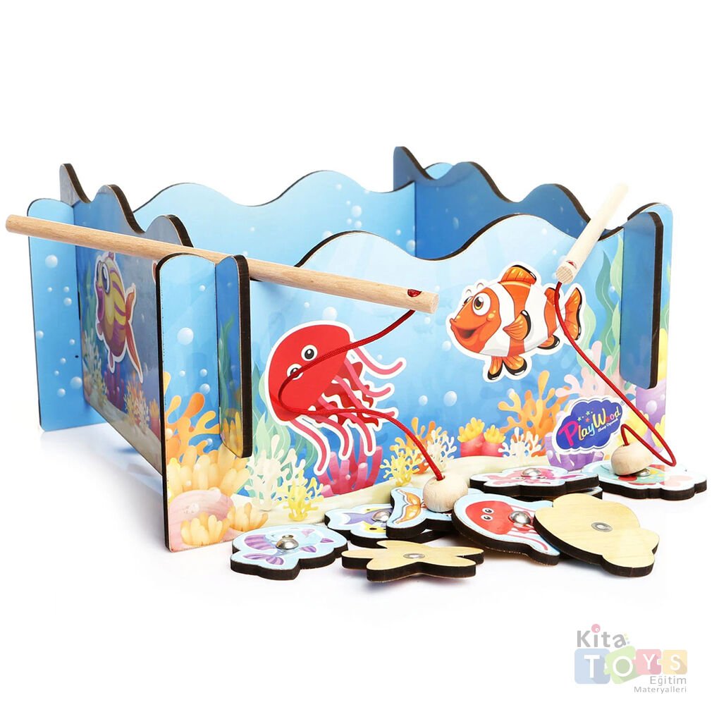 Ahşap Manyetik Tutmalı Balık Oyunu Oyuncağı 381