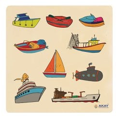Tutmalı Deniz Taşıtları Ahşap Puzzle 30x30 cm