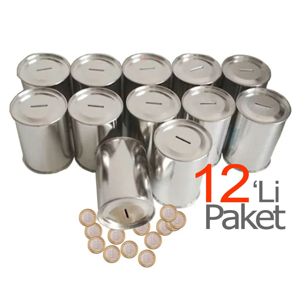 Kumbara Metal 12'Li Paket (Baskısız Sade Teneke)