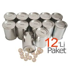 Kumbara Metal 12'Li Paket (Baskısız Sade Teneke)