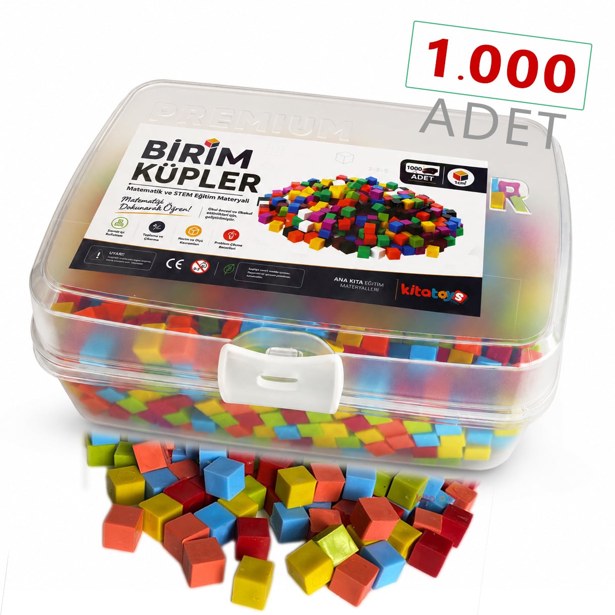 1 cm Birim Küpleri (1.000 Adet) Sayı Seti Plastik Sayma Küpü