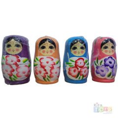 Matruşka 5'Li Ahşap Desenli Beşli Bebek