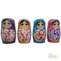 Matruşka 5'Li Ahşap Desenli Beşli Bebek