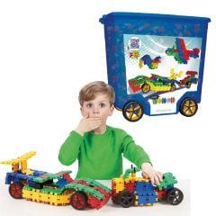 Clıcs Mavi Tekerlekli Lego 800 Parça Eğitici Legolar