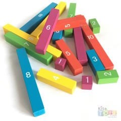 Ölçü Blokları (Ahşap Rakamlar Matematik Çubukları) Onluk Birim Sayıları