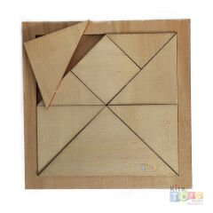 Ahşap Tangram 16x16 Natürel Puzzle Oyunu