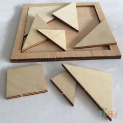 Ahşap Tangram 16x16 Natürel Puzzle Oyunu